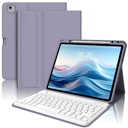 AVNICUD Clavier pour iPad Air 11 2024/2025 (M2/M3)/ Air 5ème/4ème génération 10.9, Coque Clavier pour iPad Pro 11 4/3/2/1 Gen, Clavier Français AZERTY Magnétique Détachable Bluetooth, Violet