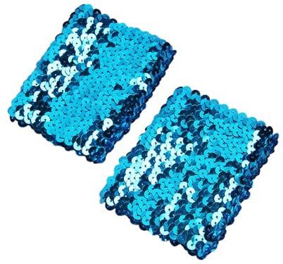 NVOQILIN Verzierte Armstulpen, dehnbar, funkelnde Pailletten, für Karneval, funkelnd für Bühnenshows, Kostümpartys, blau, Length and width: about 10*7cm