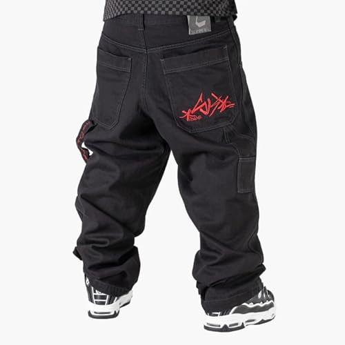 The blueskin Jeans Baggy Balck/Black Uomo e Ragazzo, Stile Skate, Rap, Hip Hop, Pantaloni Larghi, 100% Cotone