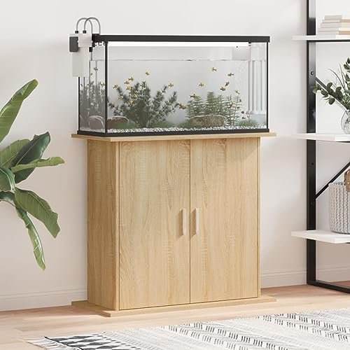 Rantry Aquarienständer Sonoma-Eiche, Holzwerkstoff, 81x36x73 cm, Stabiler Halt, Aufbewahrungsfunktion, Montage erforderlich Model833602