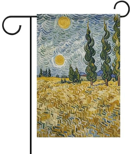 Gartenflagge, 31 x 46 cm, hängende Flagge, doppelseitig, Weizenfelder und Zypressen, Willkommensgartenflagge, Hofflagge, für Zuhause, Veranda, Rasen, Bauernhaus, Outdoor, dekorativ