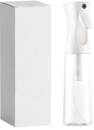 SUROQUE 300ml Fine White Mist Spray Bottle - Continuous Spraying for Hair, Plants, Cleaning - Multipurpose Water & Alcohol Sprayer