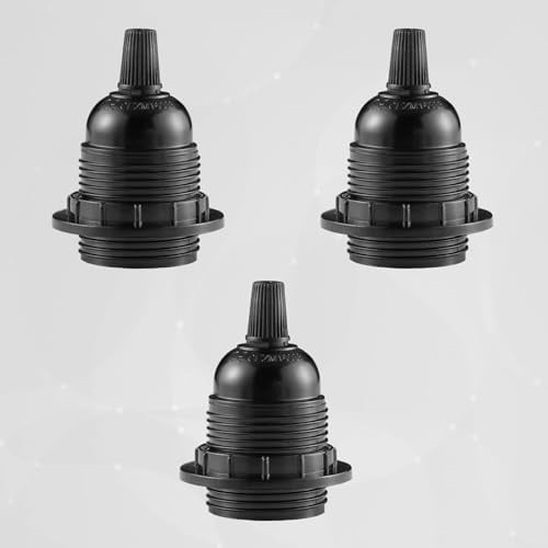 LEDSone 3 Stück E27-Lampenfassung, Vintage-Edison-Lampenfassung in Schwarz, E27-Schraubfassung, DIY-Hänge-Decken-Tischleuchte, Glühbirnenfassung mit E27-Sockel