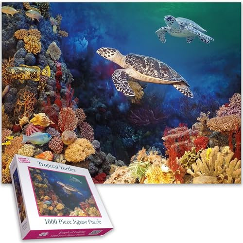 Tropical Turtles 1000 Piece Jigsaw Puzzle for Adults | Vibrant Ocean & Coral Reef Scene with Sea Turtles | Challenging Nature-Inspired Jigsaw for Marine Life & Turtle Lovers