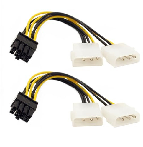 DEFIYEAR 2PCS 8 Pin PCIe to Molex 2x 4 Pin Power Cable, 8-Pin GPU Graphics Card Power Wire Adapter Dual 4Pin Male 8Pin Female Graphics Card Power Supply Cord (20cm)