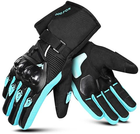 WESTWOOD FOX Winter-Motorradhandschuhe für Männer und Frauen, wasserdichte Motorradhandschuhe, Touchscreen, leichte, warme Schutzhandschuhe für BMX, ATV, UTV, Mountainbiking (Cyan, L)