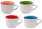 PALUPLUS Set 4 Tazze da Colazione in Porcellana Bianche con Interno Multicolor, Capacità 450 ml, Tazze Mug con manico, Lavabili in Lavastoviglie, adatte per Microonde, per Thè, Tisane, Latte -109F