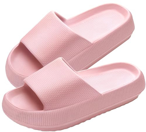 AMZHOTER Ciabatte Donna Uomo, Ciabatte Morbide e Comode Pantofole da Casa Sandali estivi da Spiaggia Piscina Ciabatte Antiscivolo da Doccia Rosa 36 37