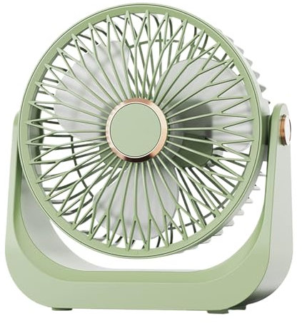 Rrlihjgu Ventilador de escritorio silencioso, potente ventilador de escritorio con flujo de aire intenso, cabezal orientable 90°, 3 velocidades, recargable y portátil para hogar, oficina, coche y