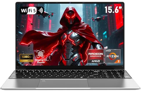 NAIKLULU 15,6 Zoll Gaming Laptop, 7430 Prozessor (bis zu 4,3 GHz), 16 GB RAM 1 TB SSD, Radeon Grafik, 1920 * 1080 IPS FHD, 6000 mAh Akku, WiFi 5, BT5.0, Tastatur mit Hintergrundbeleuchtung