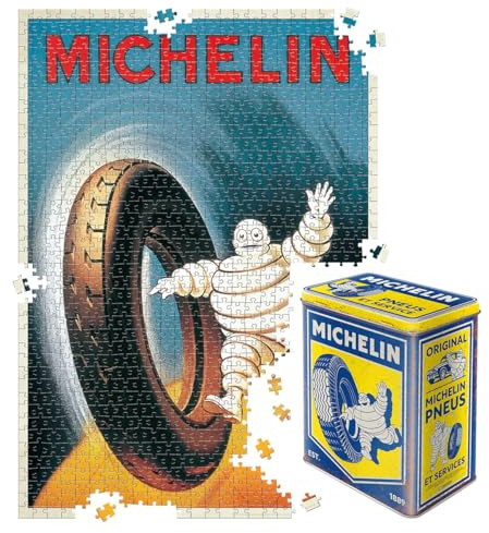 Nostalgic-Art Retro Puzzle 1000 Teile, 68 x 48 cm, Michelin – Vintage – Geschenk-Idee für Motor-Fans, Original Lizenzprodukt (OLP), für Erwachsene, in Vintage-Metalldose als Geschenkverpackung