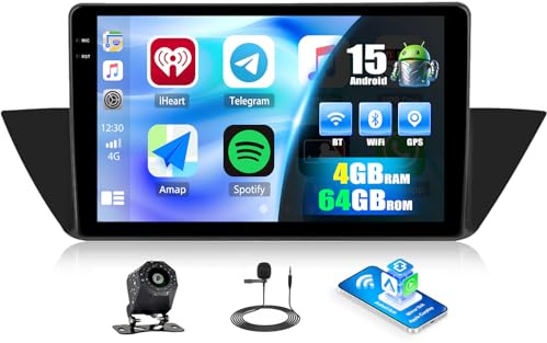 CAMECHO 4+64G Android 15 Autoradio10 Pollici per BMW X1 E84 2010-2016 con Telecamera Posteriore, Bluetooth Radio Android Auto Carplay wireless con GPS WIFI FM/RDS Mirror link+Canbus HD 1280 * 720