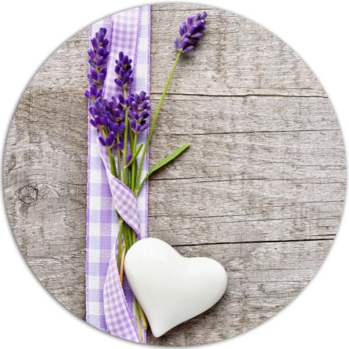 Tischset 1 STK als abwaschbare Frühling und Sommer Tischdeko - Platzset Lavendel Blumen als runder Tischuntersetzer in 38 cm - Platzdeckchen als Tischunterlage für Esstisch Wohnzimmer Tisch