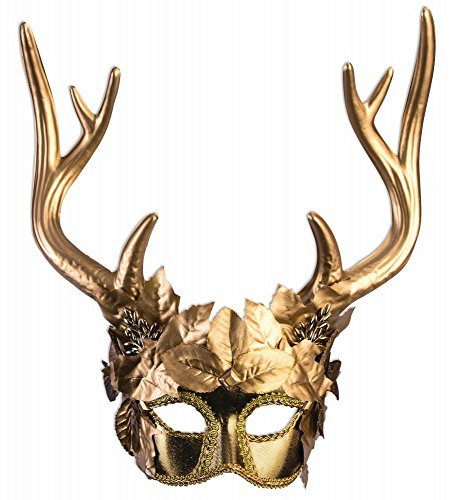 shoperama Maske Diana Artemis Göttin der Jagd mit Hirschgeweih Gold Wald Hirsch Mythologie Jägerin Kriegerin Waldgeist