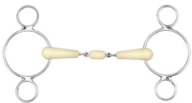 HAPPY MOUTH Trense Pessoa Resine Doppelt Gebrochenes Gebiss 115 3 Ringe
