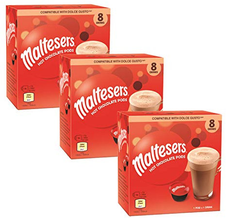 Lot de 3 boîtes de chocolat chaud Dolce Gusto 8's Maltesers, 24 boissons
