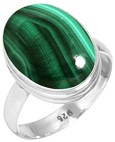 Jeweloporium Grün Natürlich Malachit 925 Silber Ringe für Damen Edelstein viktorianisch Silber Ringe Größe 64(20.4) Valentinstag - Geschenk Handgefertigt Schmuck