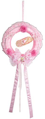 Kleenes Traumhandel - Babyparty Deko-Kranz in Rosa (35 cm) - Zauberhaftes Türschild für Babyshower und Geburt