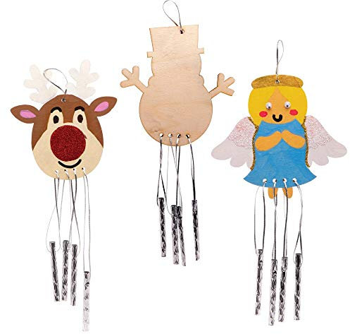 Baker Ross Carillons de Noël en Bois (Paquet de 4) - Loisirs créatifs festifs pour Enfants, AW958