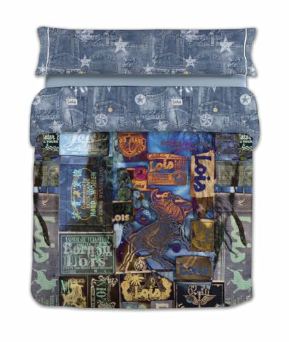 Tejidos Reina Qualität aus spanischer Herstellung, Baumwolle, Blau, 150 cm Bett