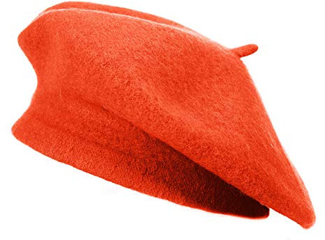 ZLYC Frauen Klassische Der Französische Künstler Baskenmütze Barett (Orange Rot),Einheitsgröße