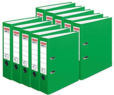 Herlitz Ordner maX.file protect A4 (8 cm mit Einsteckrückenschild) 10er Pack (Hellgrün)