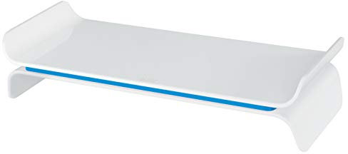 Leitz Ergo WOW Adjustable Monitor Stand, Two Height Settings, Blue/White, 65040036