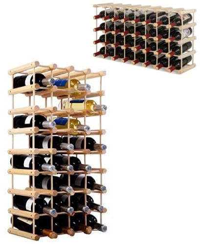 COSTWAY Traditional Wine Rack, 36 Bottle Capacity Wine Organiser Display Shelf, Free Standing Drink Storage Holder Stand for Home Bar Pantry