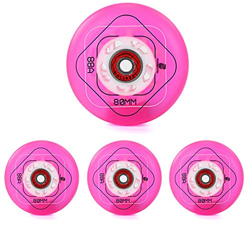 4 Stück Inline-Skateräder - 88A Tragbare Ersatz-PU-Räder mit Lager, für Kinder Erwachsene Indoor Outdoor Hockey Skates Wheels, 64/68/70/72/76/80 Mm(B68mm)