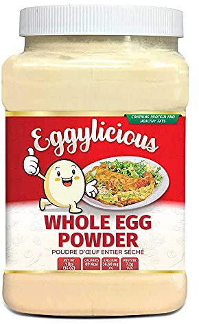 Poudre d'oeuf entier Eggylicious, poudre de protéine naturelle séchée, à base d'oeufs frais, mélange de blanc et de jaune, sans OGM, sans additif, utilisé pour le glaçage au four, 1 lb (16 oz)