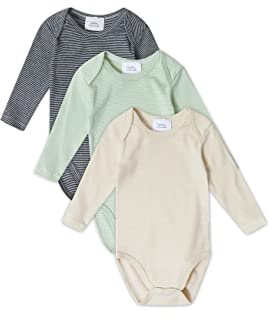 Stellou Body Set für Babys in navy, mint und beige, unisex gestreift aus Bio-Baumwolle, langarm mit Schlupfausschnitt (Navy/Mint/Beige, 86/92)