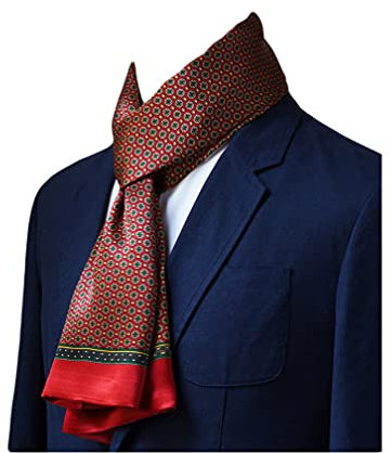 UK_Stone Halstuch Herren 100% Seide Schal Vintage Pattern Seidenschal Herrenschal, (Vintage Pattern #2 Weinrot)