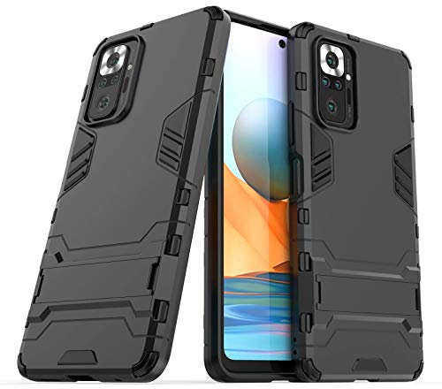 MaxPowerDigital Funda para móvil Xiaomi Redmi Note 10 Pro/Redmi Note 10 Pro MAX con Soporte Carcasa Híbrida Antigolpes Resistente Rígida Dura Armadura Antichoque(Xiaomi Redmi Note 10 Pro, Negro)