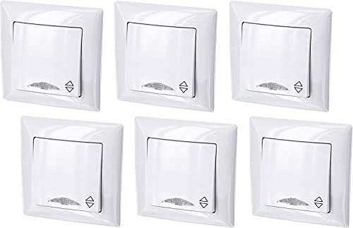 6er Pack, Unterputz Wechselschalter, LED, All-in-One, Serie G1 reinweiß