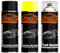 TRISTARcolor Profi Set Fluor Glow Neonlack Gelb glänzend mit Leuchtgrund + Klarlack Sprühdose Spraydose 400ml Autolack schnell trocknend