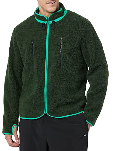 Amazon Essentials Men's Teddy Fleece Full-Zip Jacket, Dark Green, X-Large