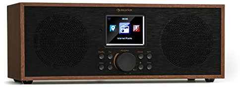 Auna Radio Portable Bluetooth et Rechargeable, Petit Poste Radio Numérique DAB/DAB+/FM/Streaming, Radio Portables Stéréo, Écran HCC, 5h d'Autonomie, Radio FM, Alarme de Réveil, Alimentée au Secteur