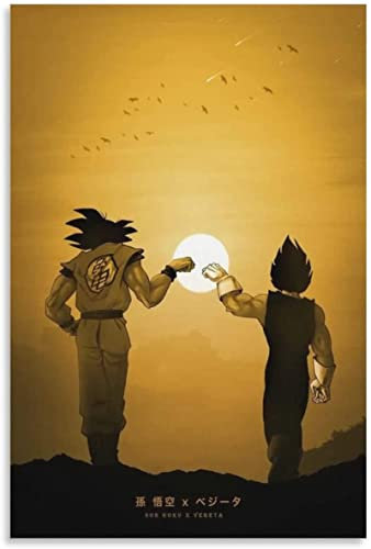 Lunderliny Leinwanddruck Dragon Ball Goku Vegeta Anime Poster Bild Leinwand Innenbilder Drucke Wandkunst 40x60cm Ungerahmt