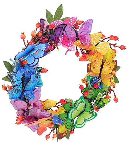 FOMIYES Frühlingskranz Haustür Künstlicher Schmetterling Kranz 3D Schmetterling Türkranz Wandkranz Hängekranz Stil A Garten Wand Zimmer Kamin Fenster Party Dekoration Kranz Frühling