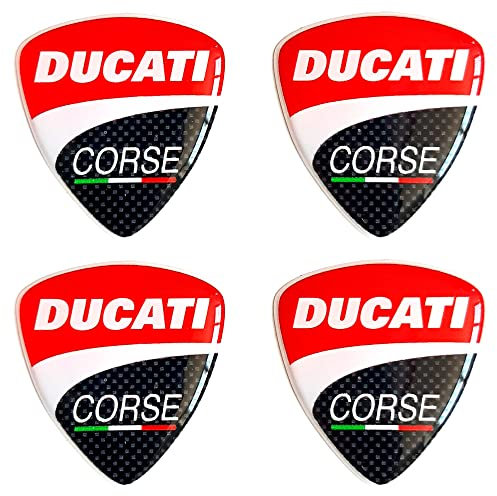 4 Aufkleber aus Harz, 3D-Gel-Aufkleber für Motorrad, Roller, Helm, kompatibel mit Ducati Corse