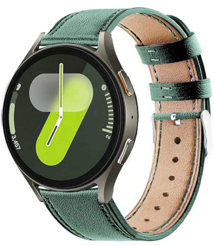 DEALELE Armband Kompatibel mit Samsung Galaxy Watch 6/6 Classic / 5/5 Pro/Galaxy Watch 4/4 Classic / 3 41mm / Active 2, 20mm Leder Ersatz Armbänder für Huawei GT2 42mm / GT3 42mm, Dunkel grün