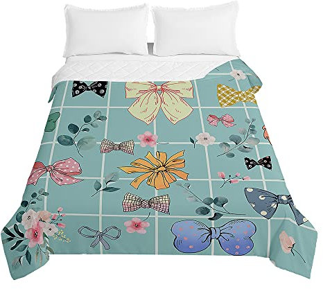 Chickwin Tagesdecke Bettüberwurf Sommer Steppdecke, 3D Krawatte Muster Tagesdecken mit Präge Wohndecke Gesteppt Bettdecke Bettbezug für Doppelbett Einzelbett (220x240cm,Blau)