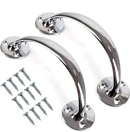 TERF® Heavy Duty Vintage Style Bow Door Pull Handle Chrome 150mm (6 inch) Including Fixing Screw for Kitchen Cupboard Cabinet Drawer Door Pull Handle - Pack of 2