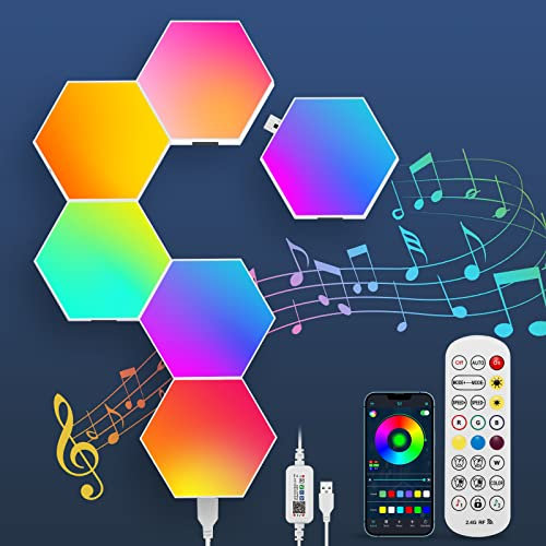 YUNYODA Pannello LED Esagono Lampada da parete, Intelligente Luci Esagonali Controllo Touch RGB Lampada Gaming Luce Notturna FAI DA TE Geometria Modulo Disgiunzione per Gaming Setup,Deco