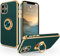 SouliGo iPhone 11 Hülle, iPhone 11 Handyhülle Slim weiche TPU Silikon Case Cover mit 360 Grad Ring Halter Ständer stabil Kratzfest Hülle für iPhone 11 6.1'' Grün Gold