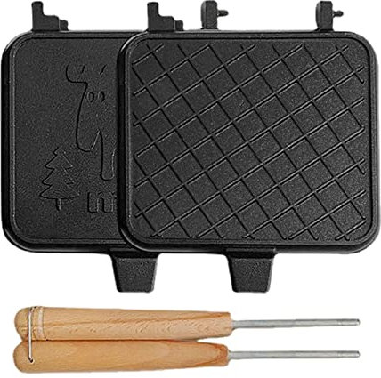 Odavom Sandwichera para fogatas | Quesero a la Parrilla extraíble portátil de Doble Cara,Sandwichera De Camping Tostadora con Mango De Madera para Tortillas Y Queso A La Plancha