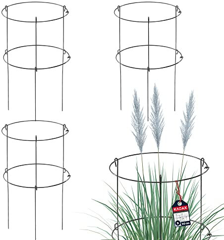 KADAX 3X Gartenstütze aus Stahl pulverbeschichtet Set, Pflanzehalter, Blumenstütze, Pflanzestütze, Rankhilfe für Pflanzen, Garten, Balkon, Staudenhalter (Set x3: Höhe: 90 cm)