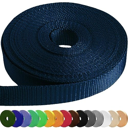 TECEUM 38 mm Sangle – Bleu marine (Navy Blue) – 9m – Sangle résistante pour l'escalade, activités en extérieur, intérieur, bricolage et projets DIY (1.5” 10y)