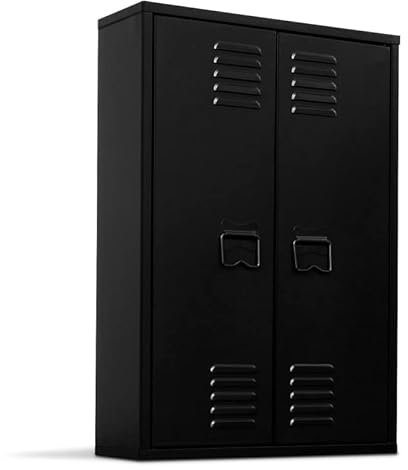 IDMarket - Armoire murale ESTER 2 portes métal noir design industriel
