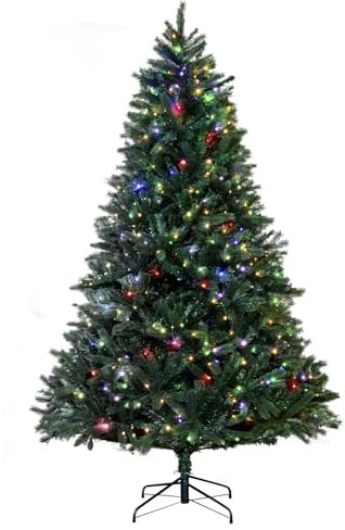 Christmas Tree World | 12ft Artificial Pre-lit Slim Ultra Devonshire Fir | Natural and Realistic Look, Luxury Quality PVC Tips | Easy to Assemble and Take Down | 160cm Diameter